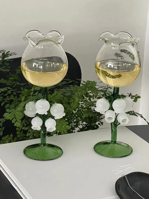 vintage green crystal mini wine glass, set of 8