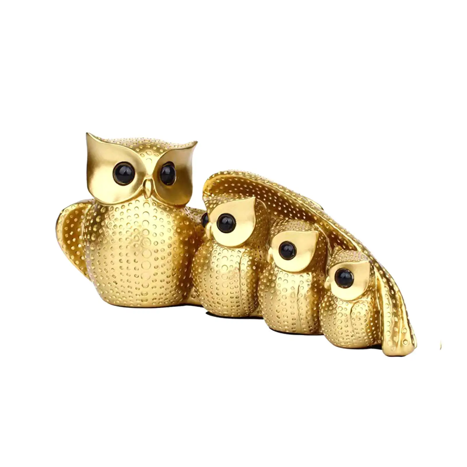 Family of Four Owl Statue Decorative Birds Figurine for Housewarming Gift Desktop