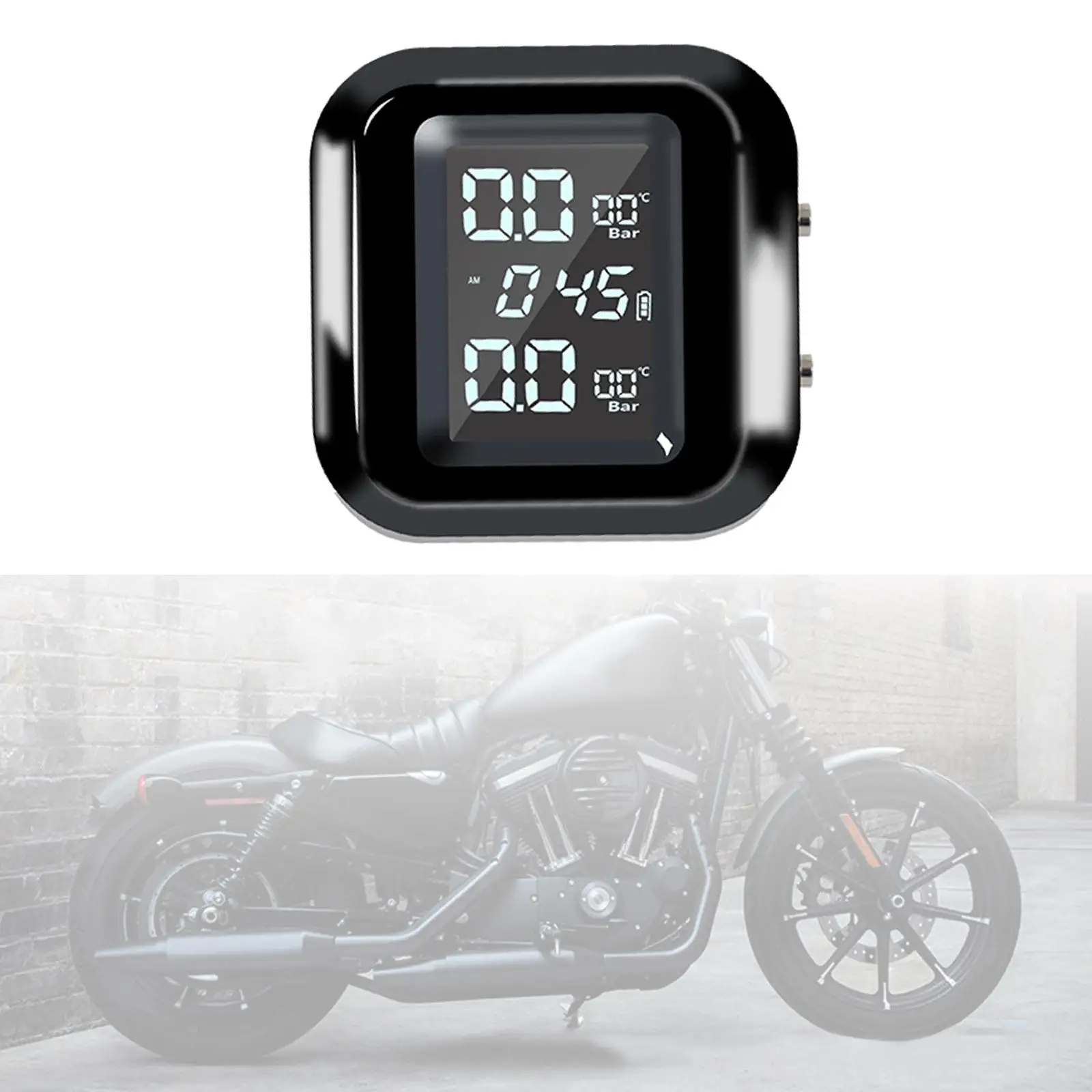 Wireless Motorcycle TPMS Monitoring System 2 Sensors Real Time Waterproof LCD Digital Display Safe Driving Tire Pressure Gauge