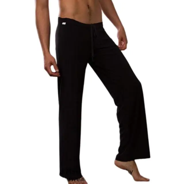 Men Yoga Pants Low Waist Drawstring Straight Loose Pajama Pants