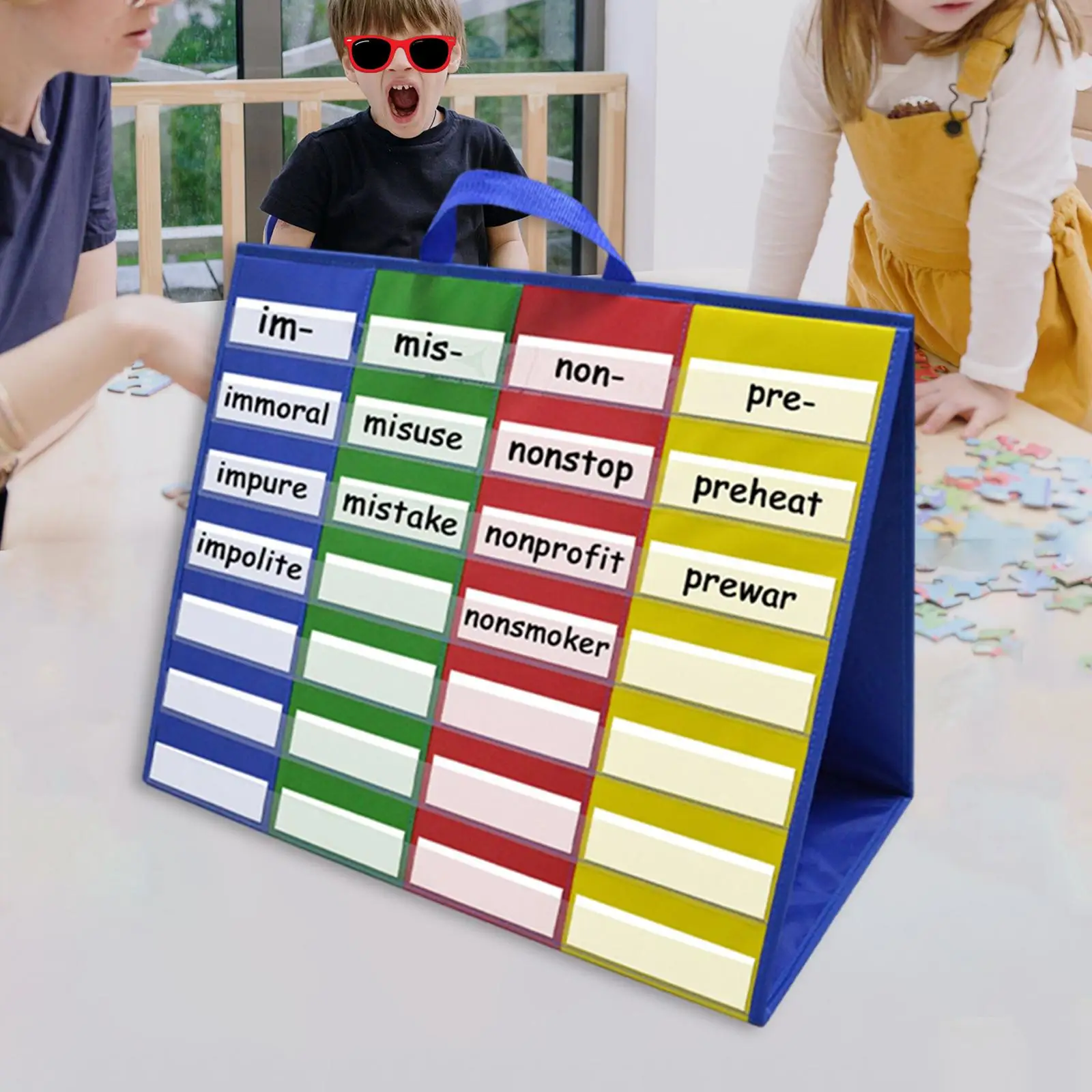 Chart Pocket Classroom School Desktop Holder Educational Preschool Toy Gifts Storage for Number Word Sentence Strips Children