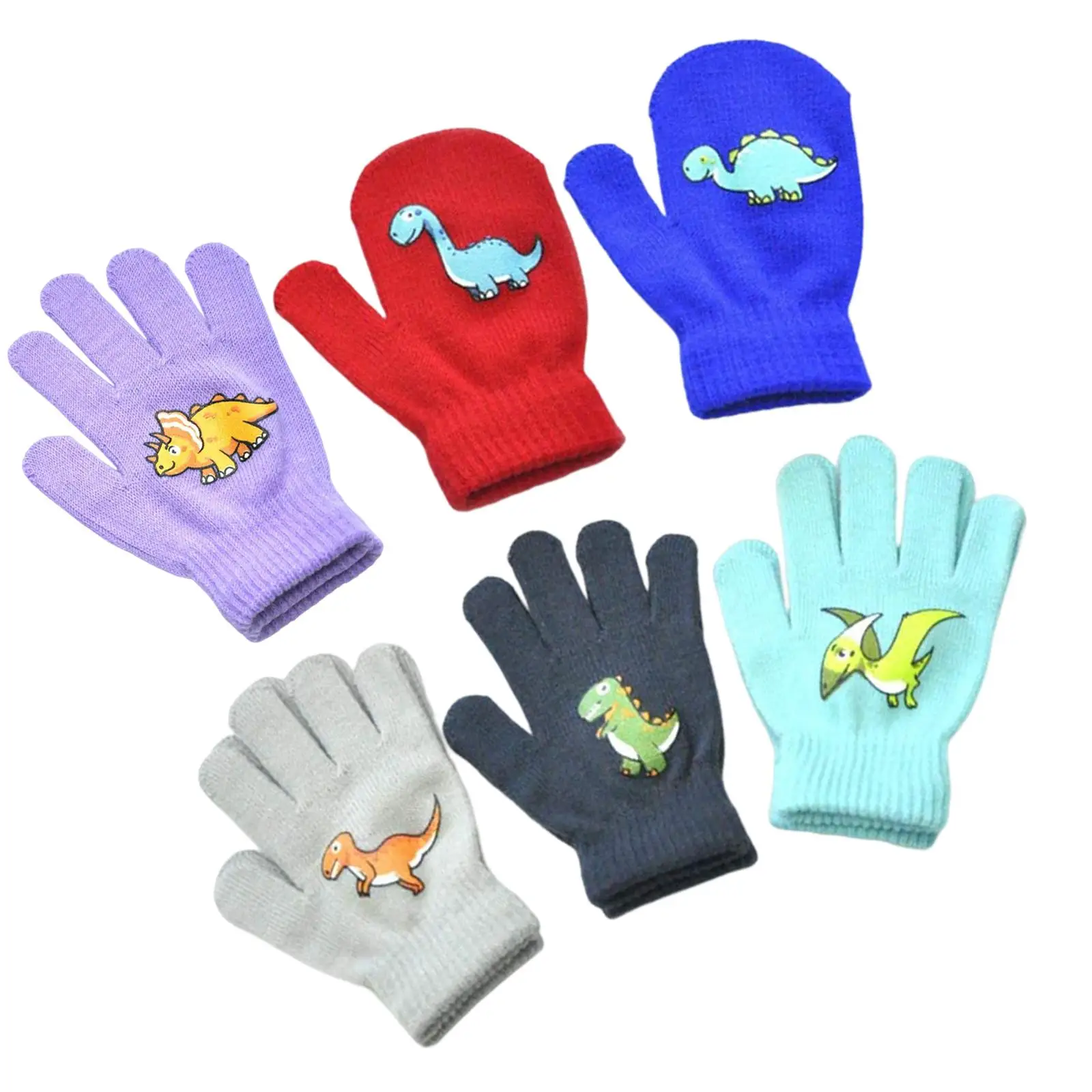 12x Stretchy Warm Knitted Gloves Playing Skating Skiing Kids Gloves Winter