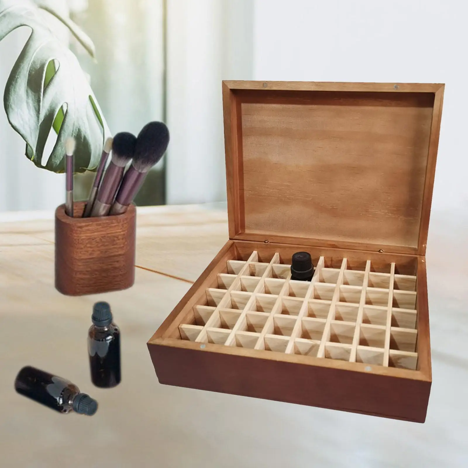Essential Oil Storage Box 48 Slots 5ml Showing Collection Container Wooden