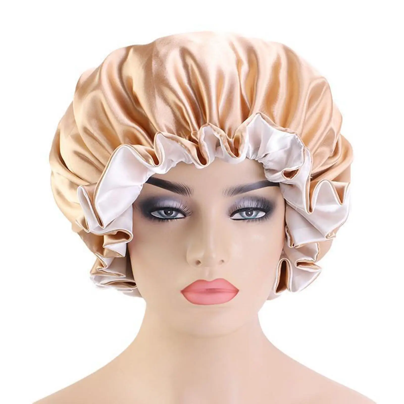 Satin Bonnet Night , Double Layer Sleeping Hats, Showering Caps for Women Girls