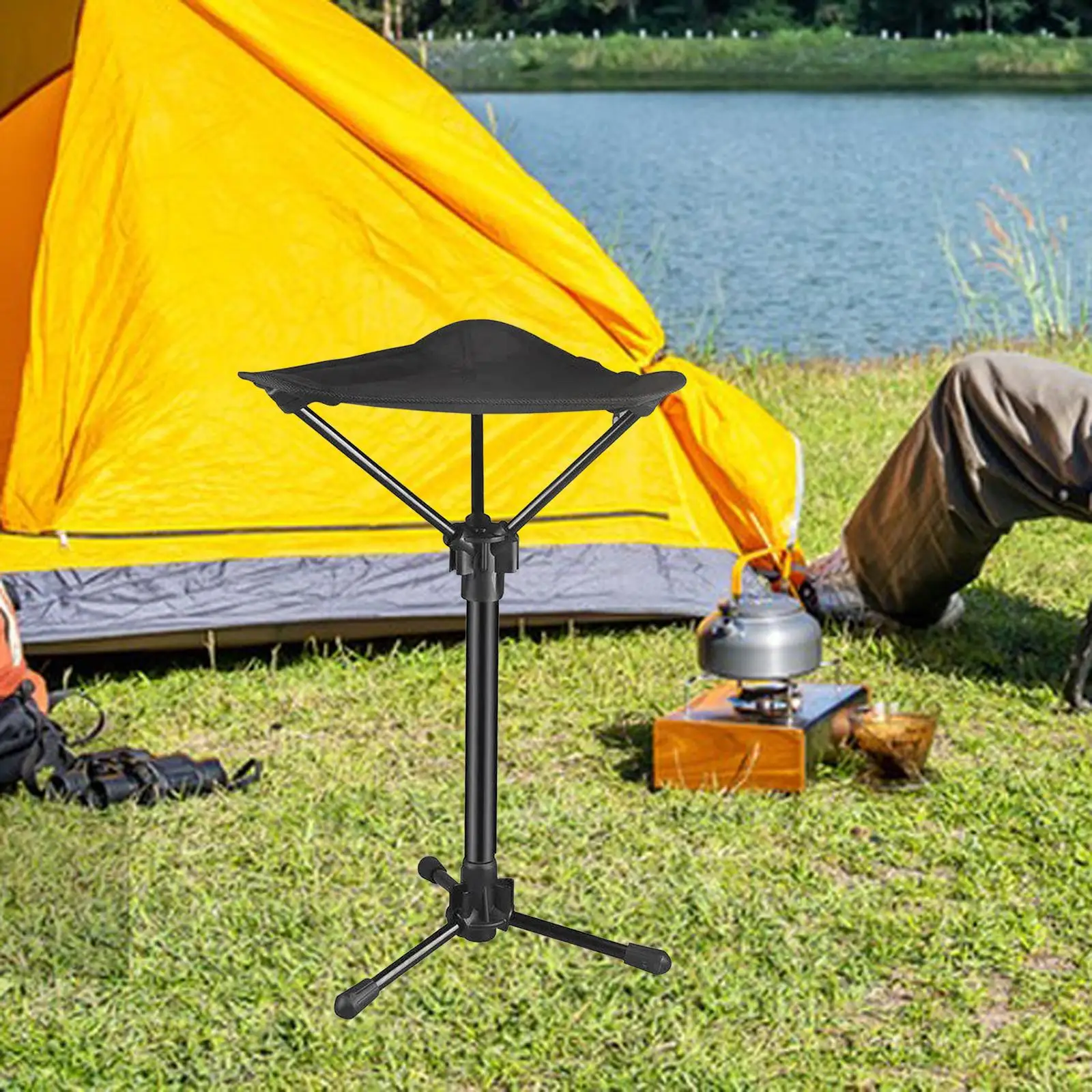 Folding Stool Portable Lounge Tall Slacker Chair for Outdoor Walking Fishing