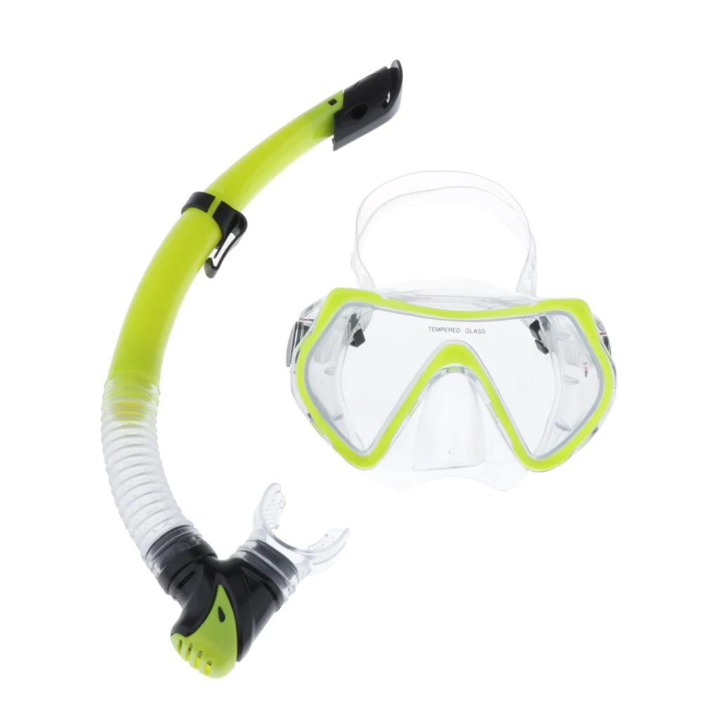 Snorkel Package for Adults, Anti Fog Glass Diving Mask, Snorkel with