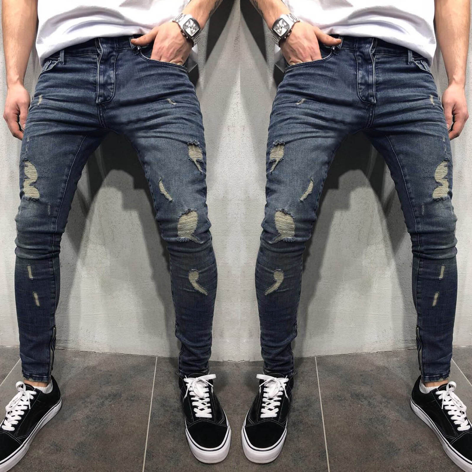 Title 1, Mens Denim Pants Casual Fitness Bodybuilding Tr...