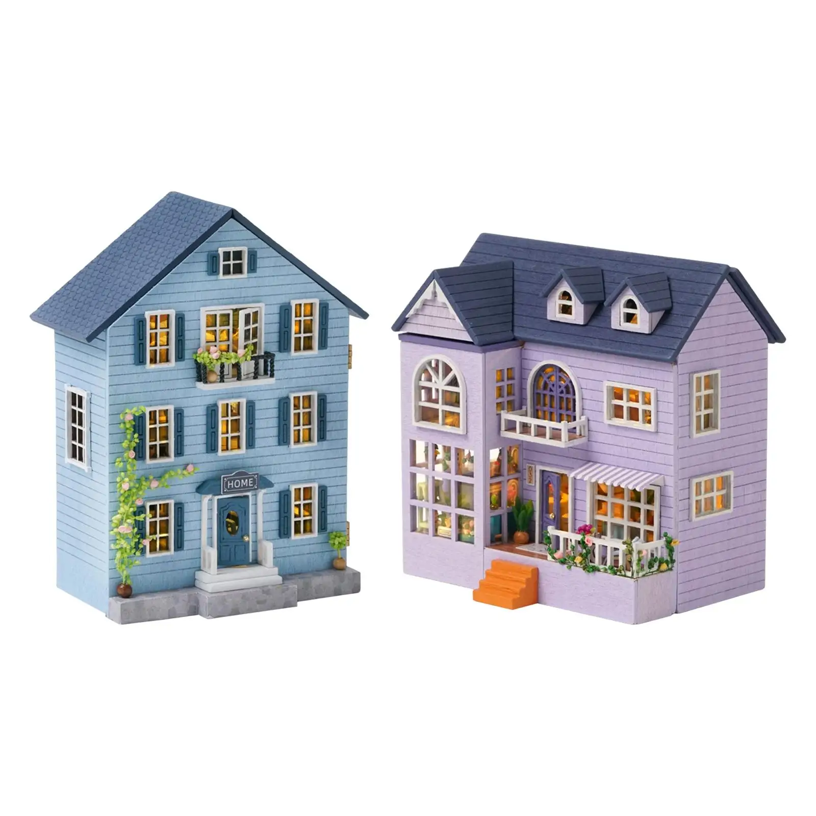 Creative Miniature Kit Doll House W/ LED Lights & Furniture Set 3D Wooden Puzzle Valentine`S Gift