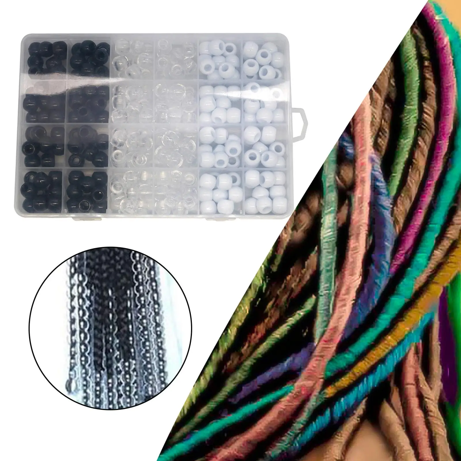 240Pcs  Beads Mixed Colored Resin Craft  Beads Assorted Bulk Hair Braid
