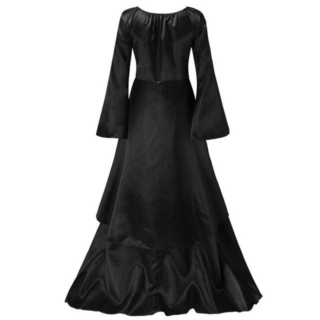 Halloween-Kostüm Kleid Damen – Langarm, Bodenlang, Mit Trompetenärmeln, Gothic-Renaissance-Stil, Polyester, In Größen S-XXL