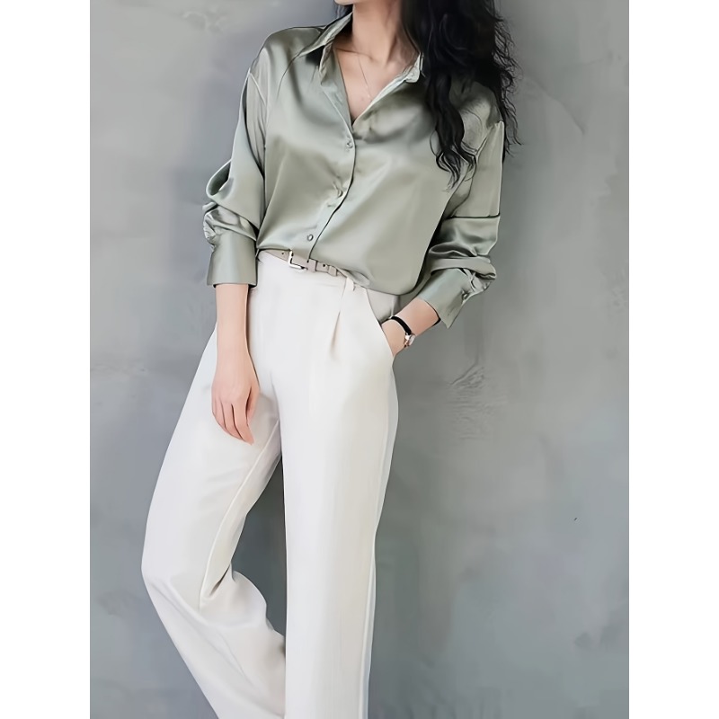 Title 11, Casual Office Lady Silk Blouses Autumn Long Sle...