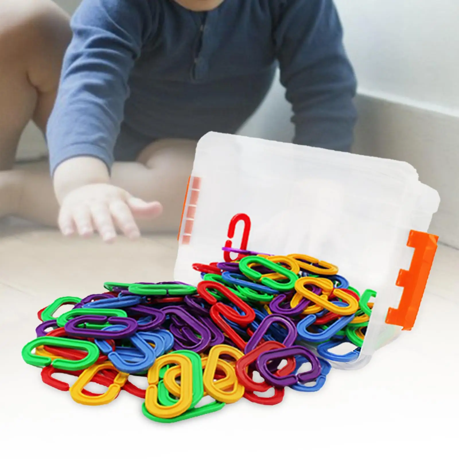 150x C Hook Rainbow C Links, Bird Swing Chain, Counting and Sorting, Fine Motor, Educational Chain Links for Toddler