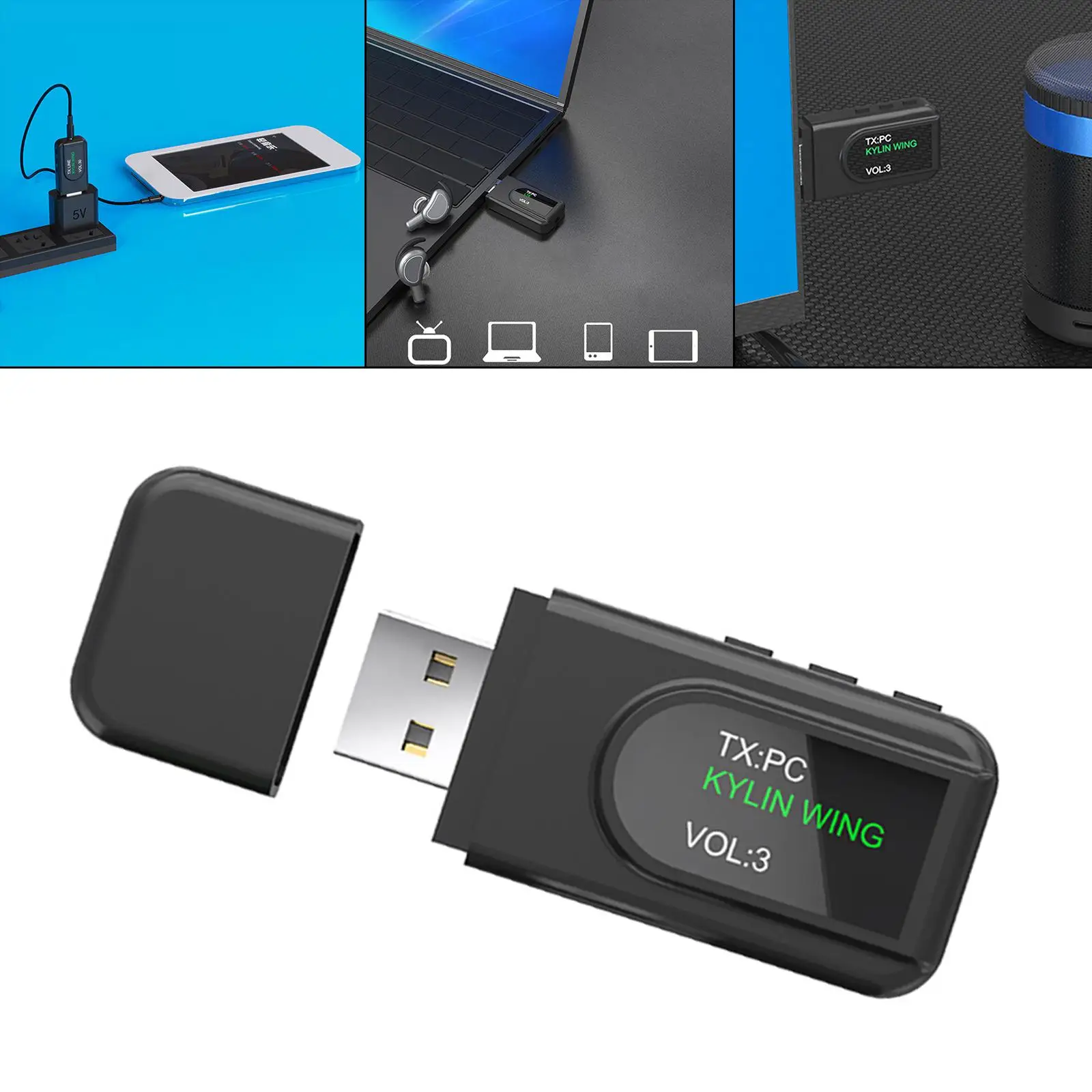 2 in 1 USB Bluetooth 5.0 Transmitter Receiver Wireless with LED Display 3.5mm Audio Bluetooth Adapter for Switch TV Home Stereo