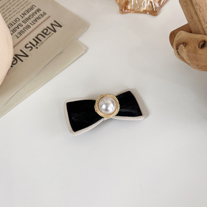 Licht Luxus Schwarz Weiß Blume Perle Gebrochene Haarnadel Mädchen Süße Nette BB Clip Zubehör Kopfschmuck – Detail 11