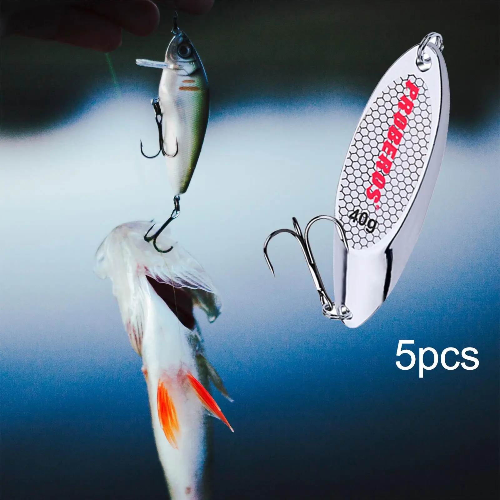 5 Pieces Fishing Spoons Lures for Huge Distance Cast Freshwater Hard Metal Casting Spoons for Bass Pike Trout Catfish Perch