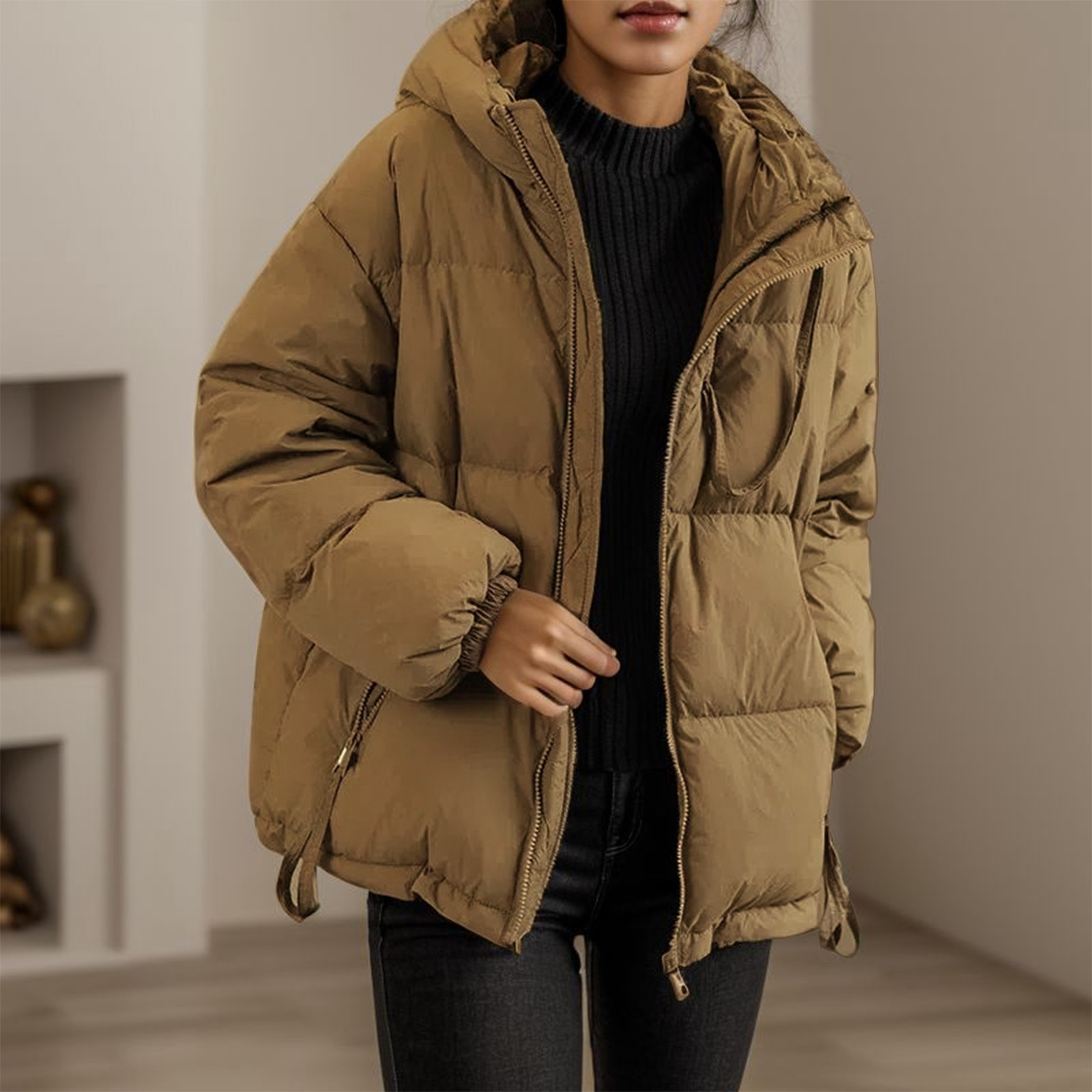 para mulheres, parkas com zíper, casacos vintage,