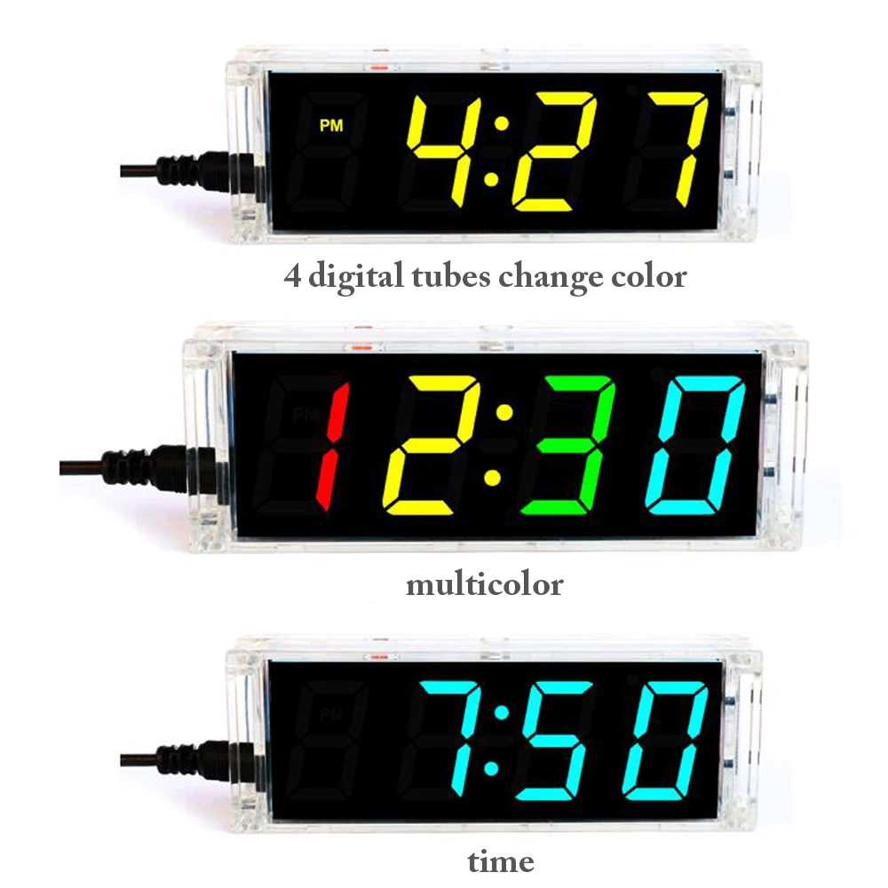 Kit Relógio Eletrônico DIY com Capa Transparente,