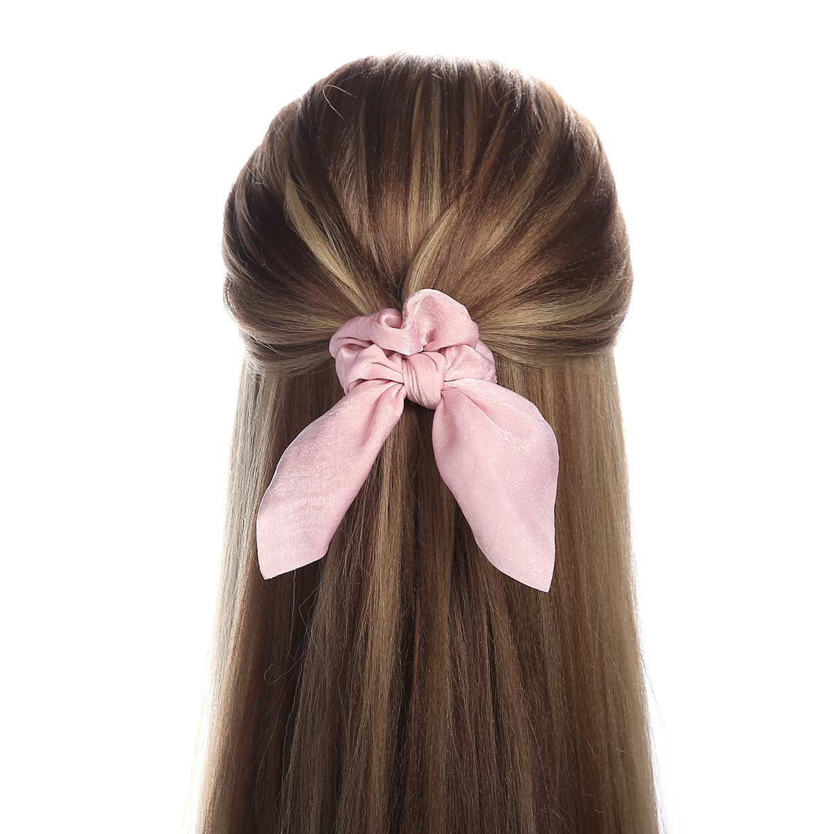 Frauen Seide Scrunchies Elastische Haargummis Kaninchen Ohren Floral Leopardenmuster Haarband Pferdeschwanz Haar Seile Mädchen Zubehör – Detail 5