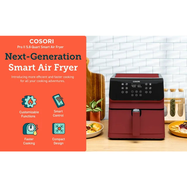 COSORI Pro II 5.8-Quart Smart Air Fryer Red KAAPAFCSSUS0089Y