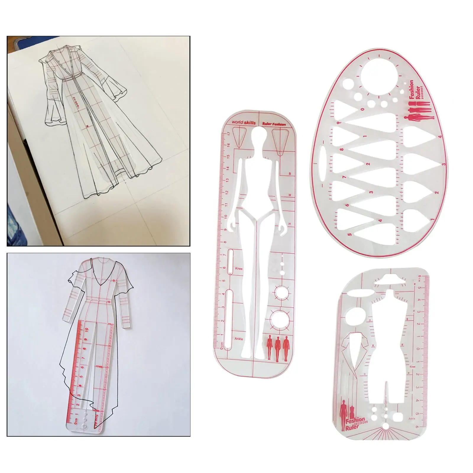 Fashion Drawing Template Ruler Designing Tailoring Dresses Transparent Clothing Measuring Models Fashion Illustration Rulers