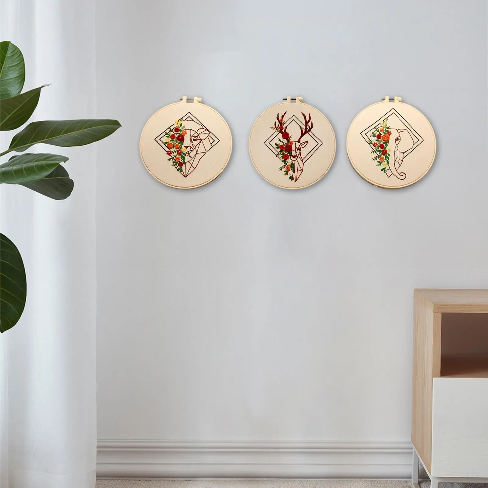 3 Piece Embroidery Starter Handcrafted Projects with Embroidery Hoop DIY