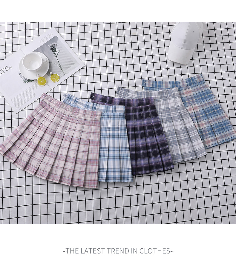 Title 3, Plaid Skirt Pleated High-Waist Women