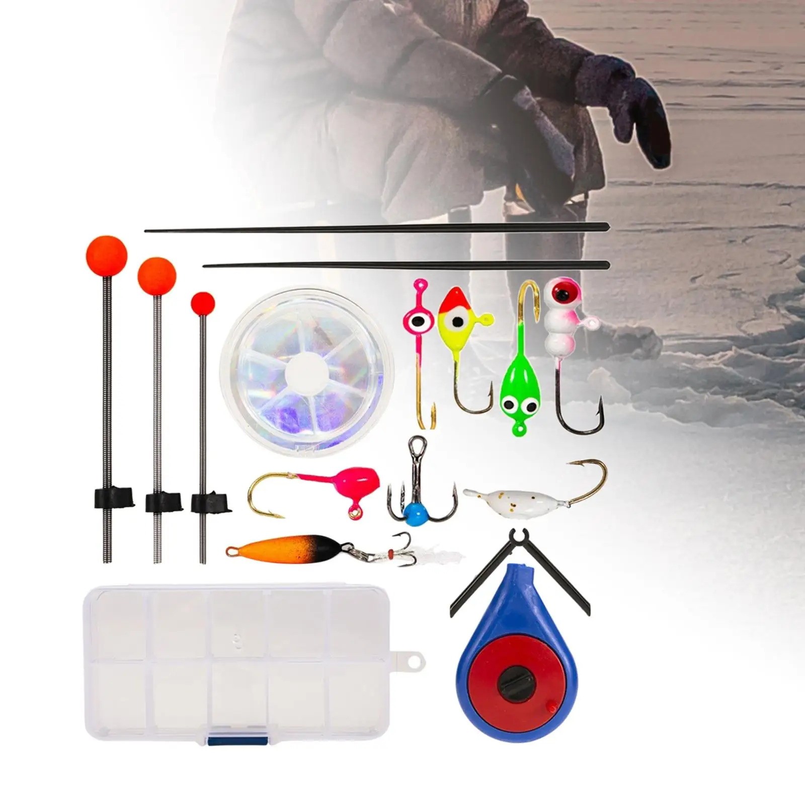 Winter Fishing Set Portable Realistic Angling Ice Fishing Rod Set for Winter Fishing
