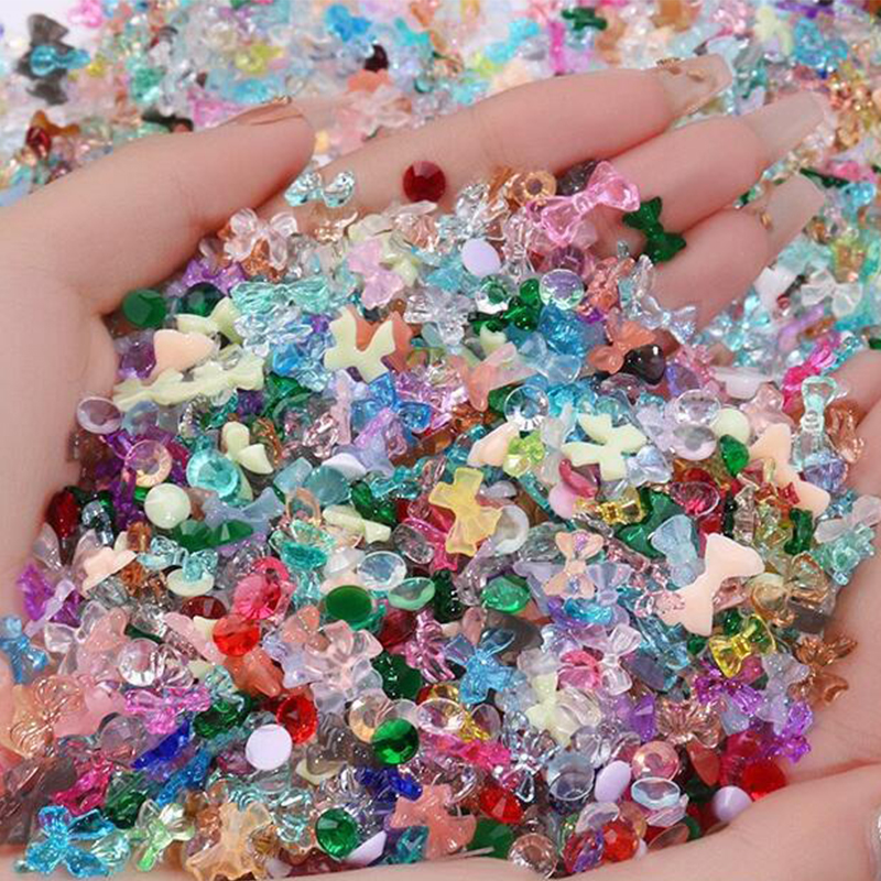 Best of 500 / 100pcs Mix Jelly Ribbon Bow Shape Nail Art Charms Aurora Resin Bowknot 3D Rhinestone DIY Korean Manicure Parts Accessories Reviews & Tips