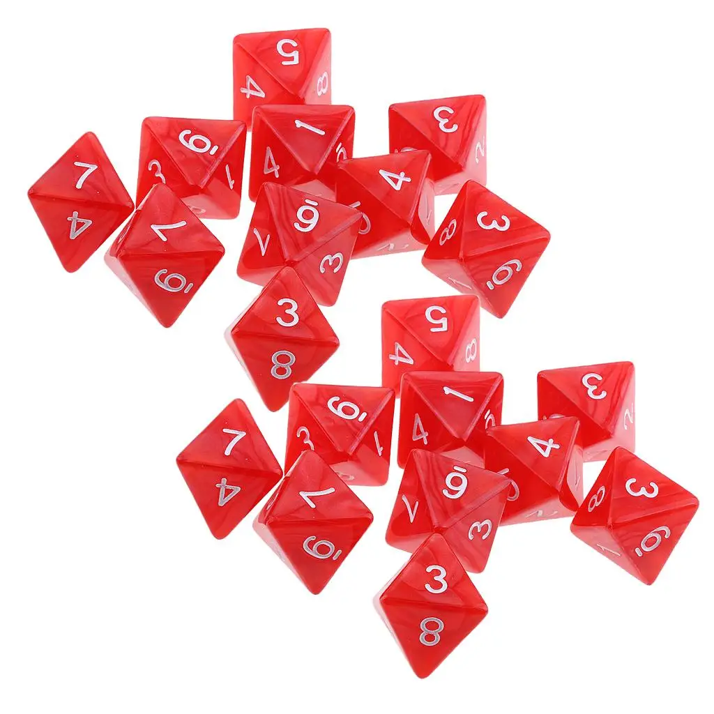 20pcs 8 Sided Dice D8 Polyhedral Dice for playing Games Dice Gift Red