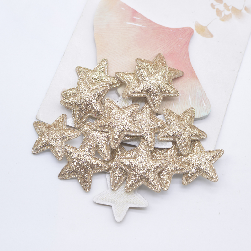 100Pcs 25mm Padded Glitter Star Appliques für DIY Handwerk Kleidung Hut Nähen Patches Haarnadel Haar Clips Topper Decor zubehör – Detail 10