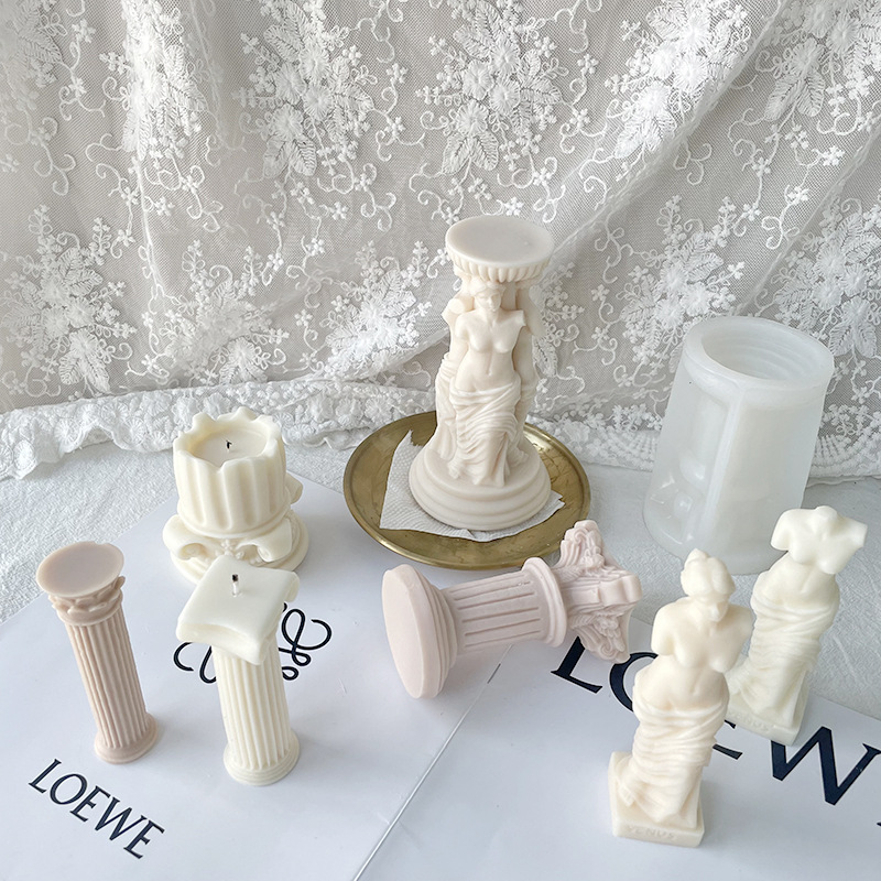 Description Picture 3 of itemRetro Roman Column Candle Mold DIY Portrait Silicone Mold Venus Goddess Human Body Plaster Mold Making Candle Vintage