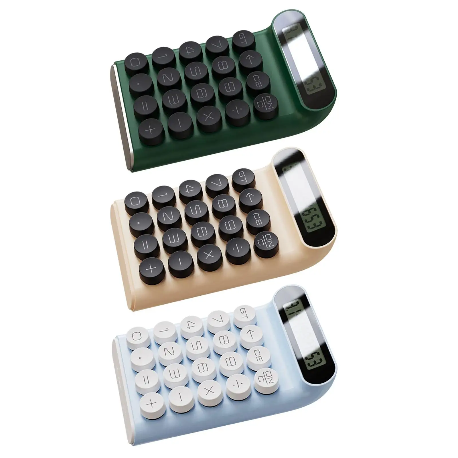 Mechanical Switch Calculator Retro Round Button Keys Sturdy Curved Corner Line and Edge Big Button Calculator Desktop Calculator