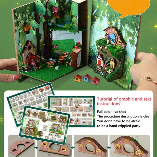 Firefly Forest/loisirs Années Roroom Bricolage Maison de poupée Booknook  Bibliothèque Insert Decor Alle Puzzle-light Up