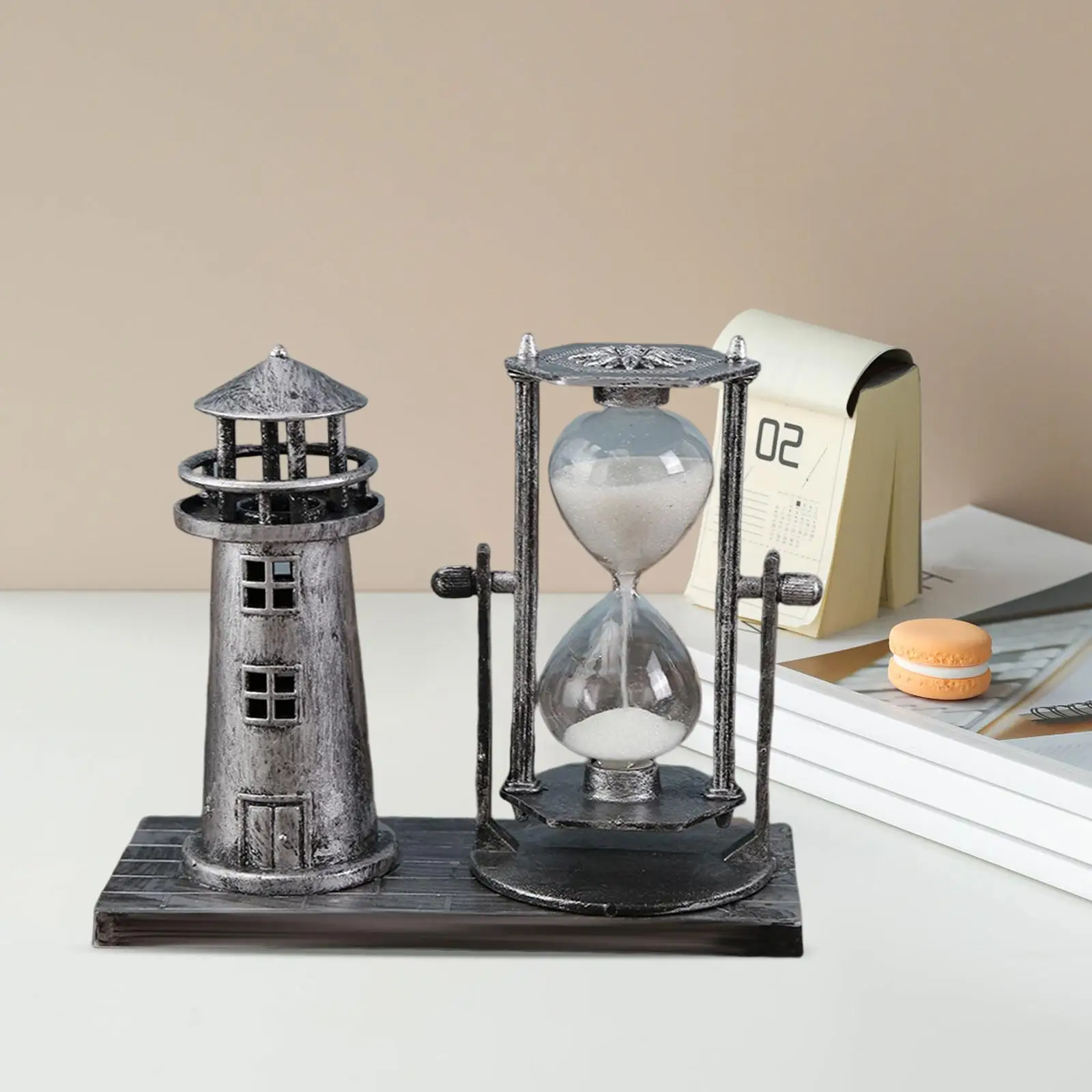 Retro Style Hourglass Sandglass Decor Lighthouse Tower Exquisite Sand Timer for Centerpieces Home Cabinet Living Room Office