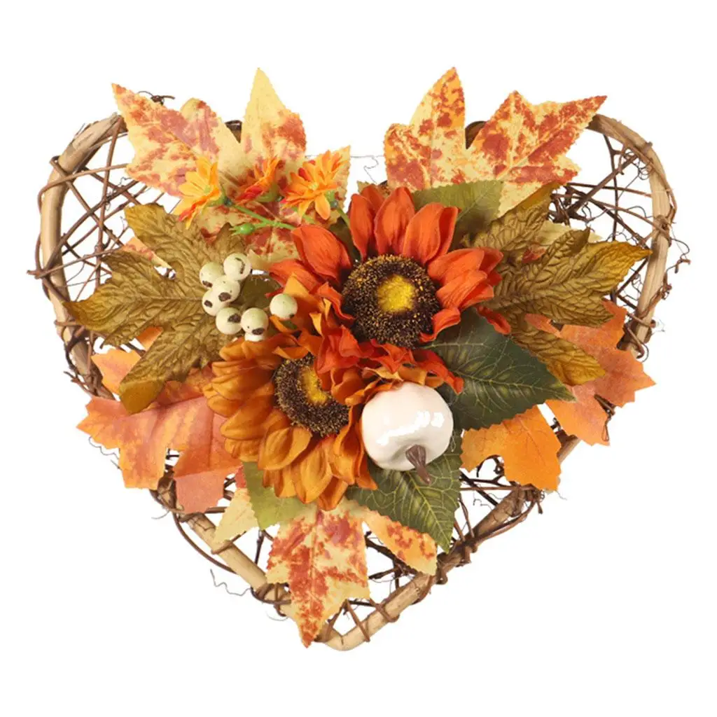 Artificial Flowers Fall Wreath Maple Leaves Embellishment For Wall Door Hanging Thanksgiving Wreaths