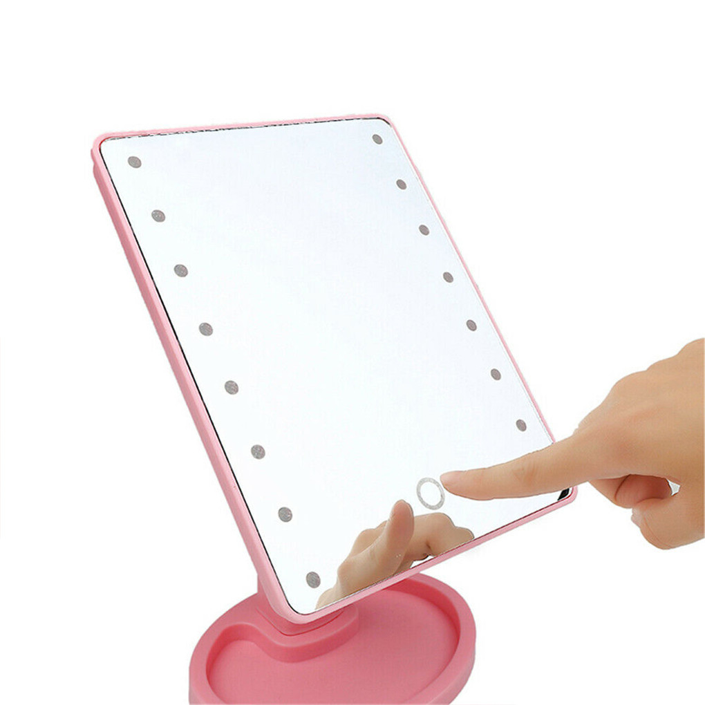 Description Picture 6 of item16 LED Vanity Light Touch Switch LED Desktop Storage Makeup Mirror With Light Dressing 360 °Rotating Portable Mirror Light
