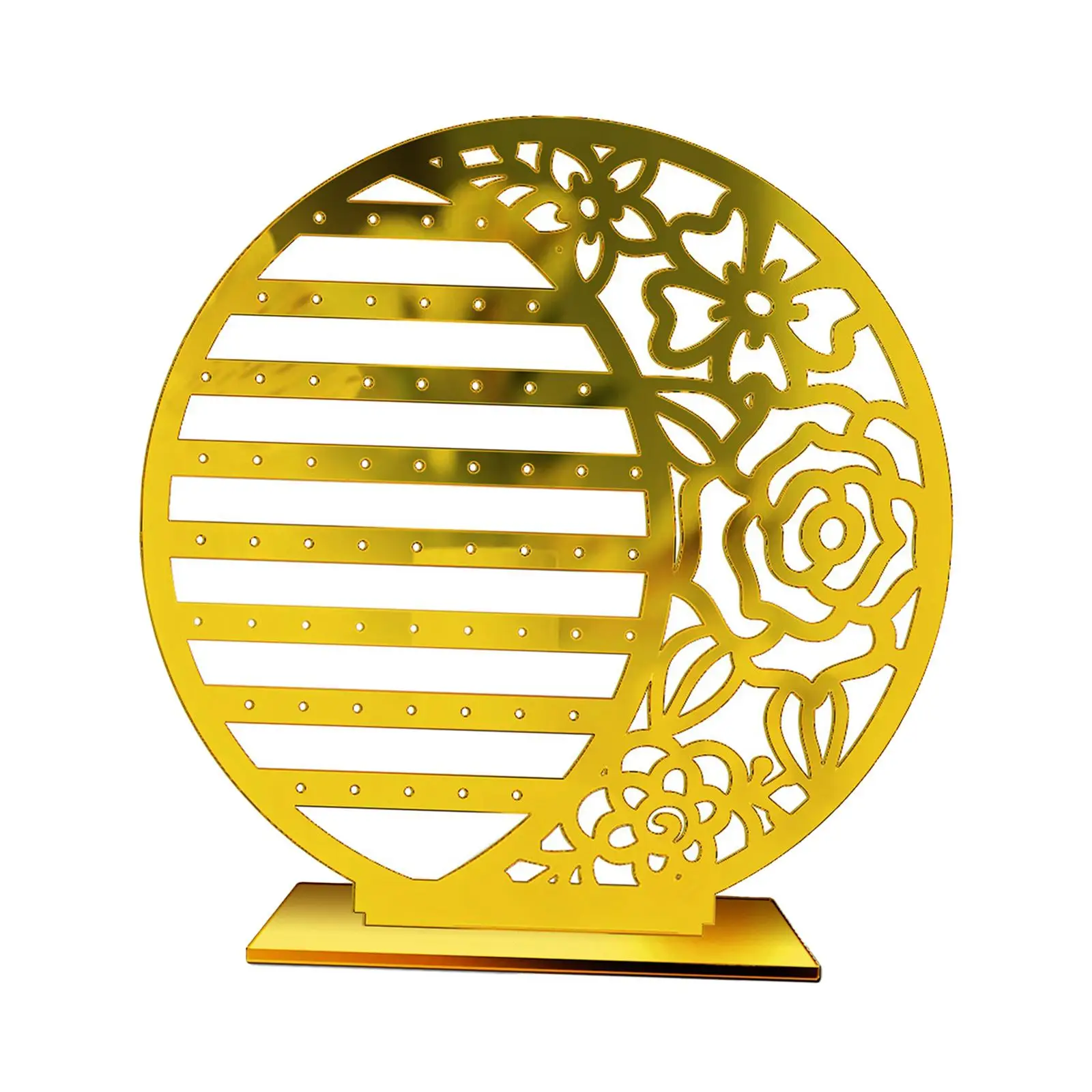 Jewelry Rack Round Hollow Mirror Design Earrings Display Stand for Thanksgiving Women