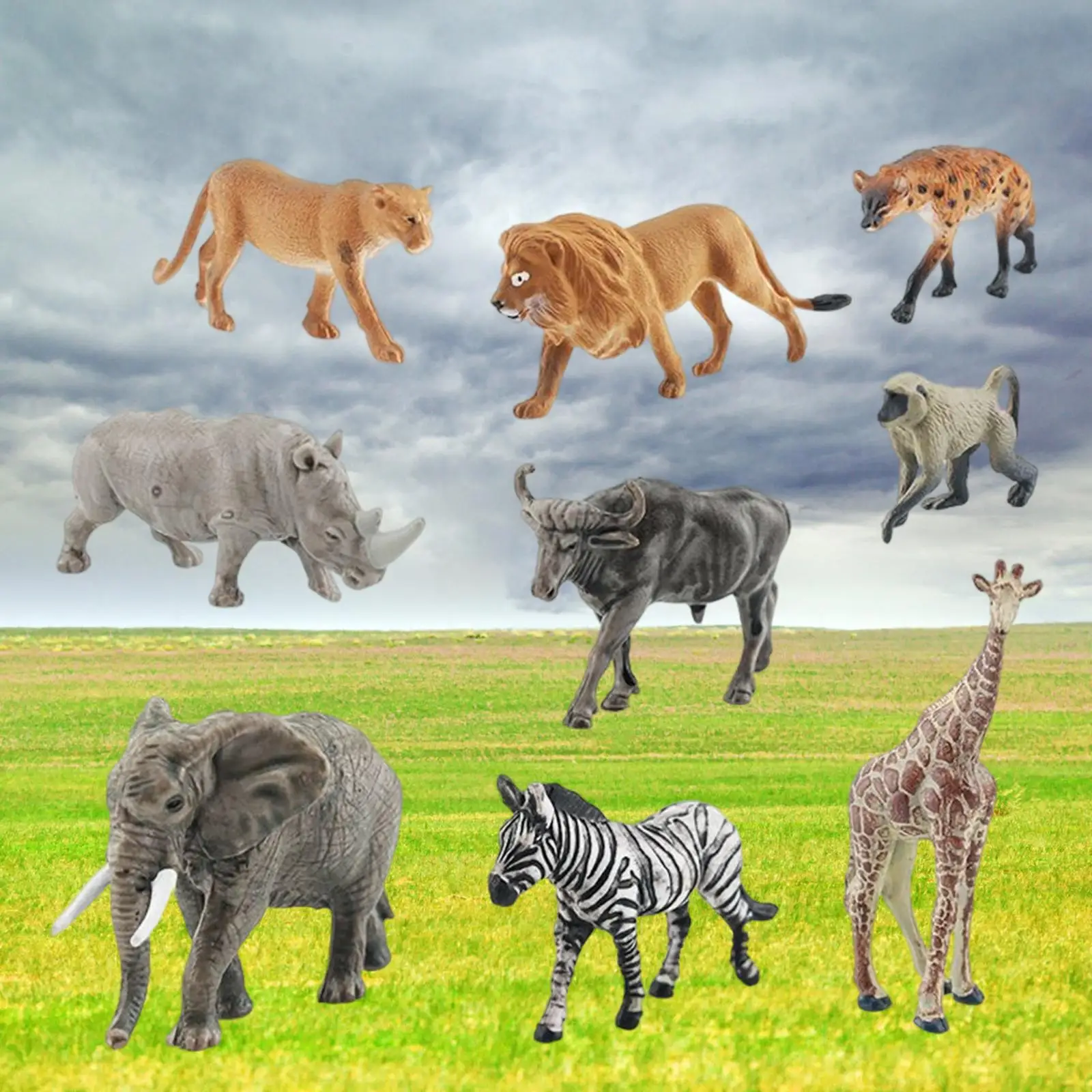 9 Pieces Lifelike Wildlife Animal Miniature Statues for Party Favors Diorama