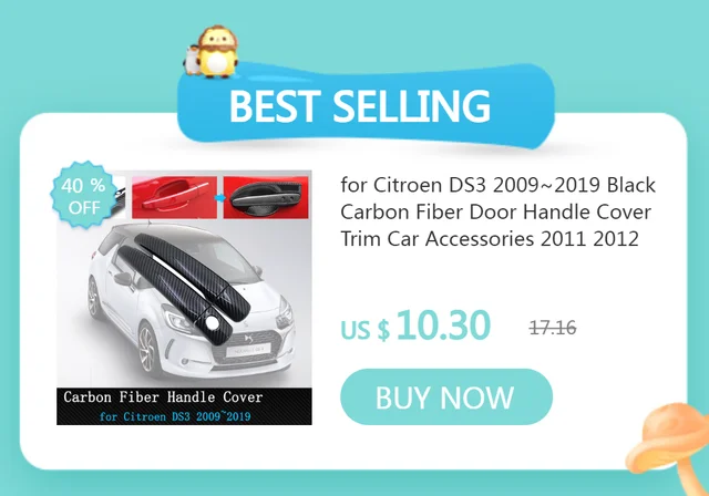 for Citroen DS3 2009~2019 Black Carbon Fiber Door Handle Cover