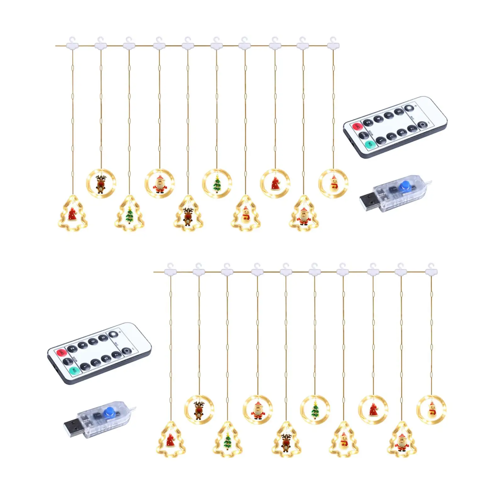 LED Christmas String Light Lighting Ornament Hanging Remote Control for Indoor Party Yard Decoration