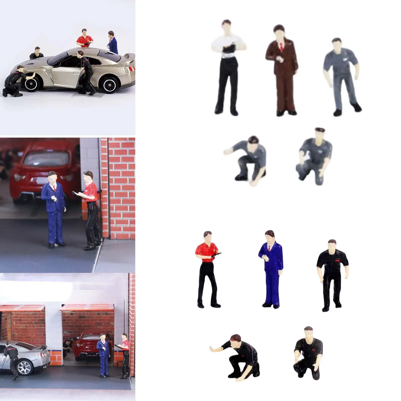5x Resin 1:64 Repairman Figure S Gauge Desktop Ornament Miniature Scenes Movie Props Collections Layout DIY Projects Ornaments