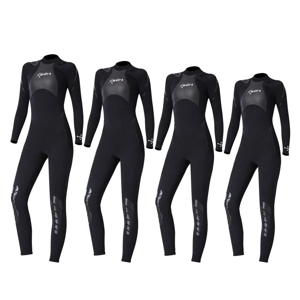 Performance Neoprene Back Zip Full Wetsuit for Women Ladies, Long Sleeve Surfing Suit for Water Sports