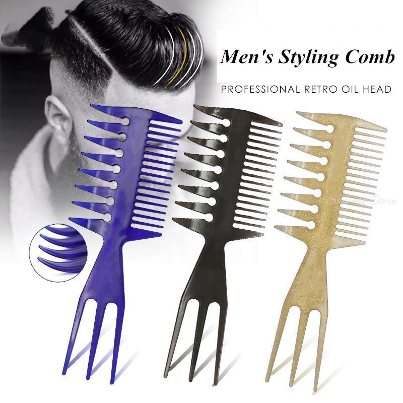 Best of 1PC Retro Oil Head Fork Back Two Comb Hairdressing Plastic Comb Men's Styling Flat Wide Tooth Barber G0417 Reviews & Tips