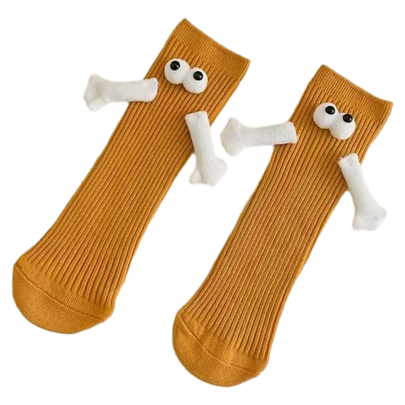 Funny Couple Holding Hands Sock Gifts Socks Soft 1 Pair 3D Doll Eyes Couple Socks Mid Tube Cute Couple Socks for Sisters Friends