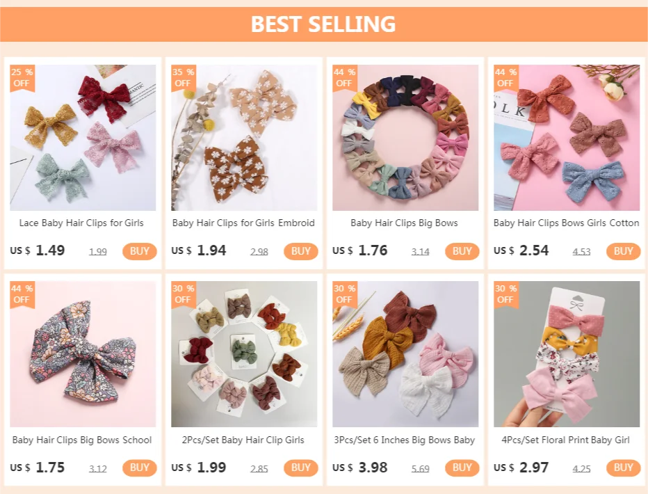 5pcs/Set Baby Girl Bow Hair clips Cotton Barrette Jacquard Hairpins Cute Children Princess Kids Hair Bows Accessories Lovely Baby Accessories best of sale