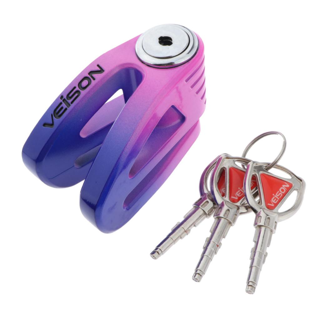 Metal Motorcycle Disc Brake Lock, Anti-Wheel Padlock for Motorcycles Scooter Moped Motorbike (Purple)