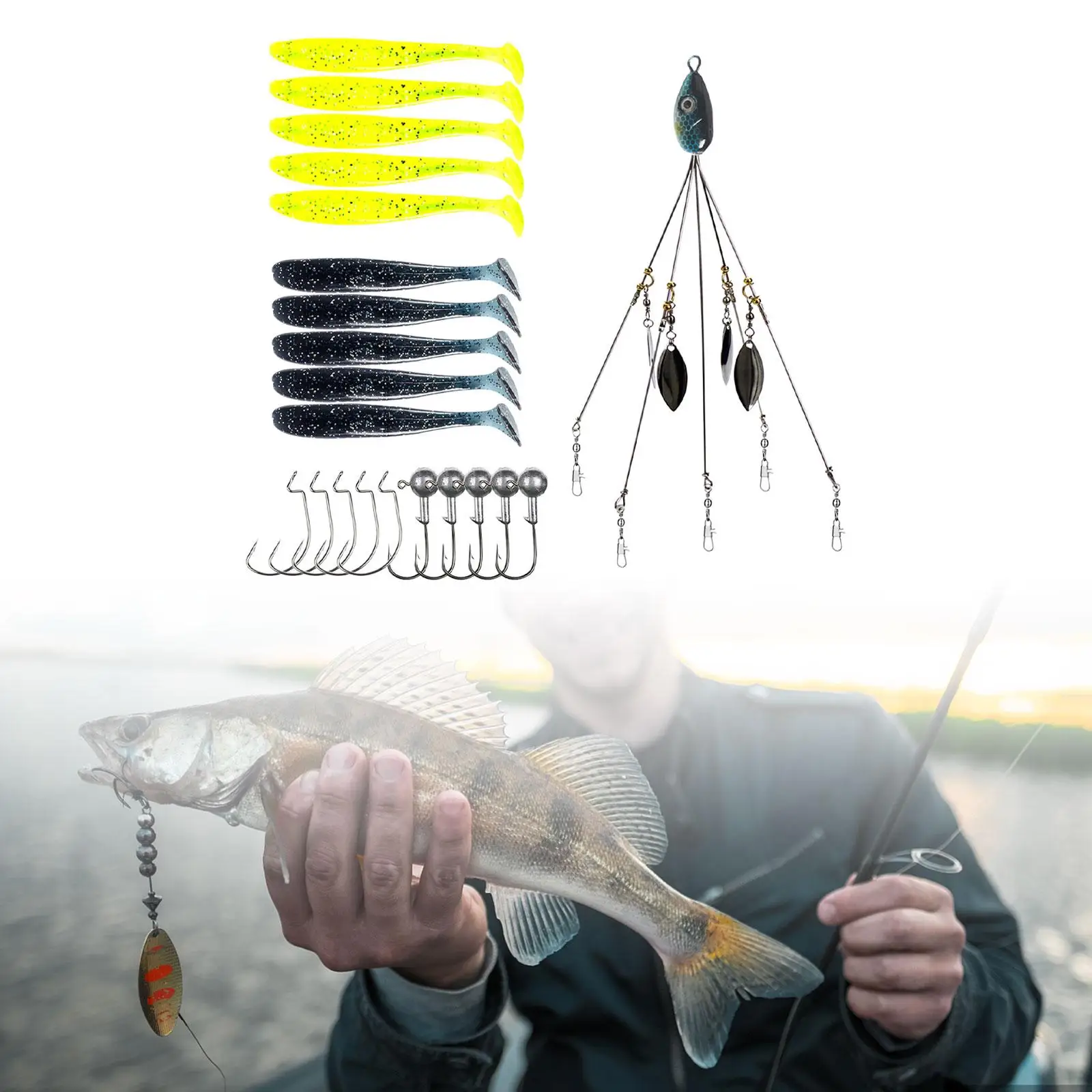 Umbrella Rig Freshwater/saltwater for Boat Trolling Fishing Rig Set A Rig Fishing Lure for Perch Trout Bass Walleye Pickerel