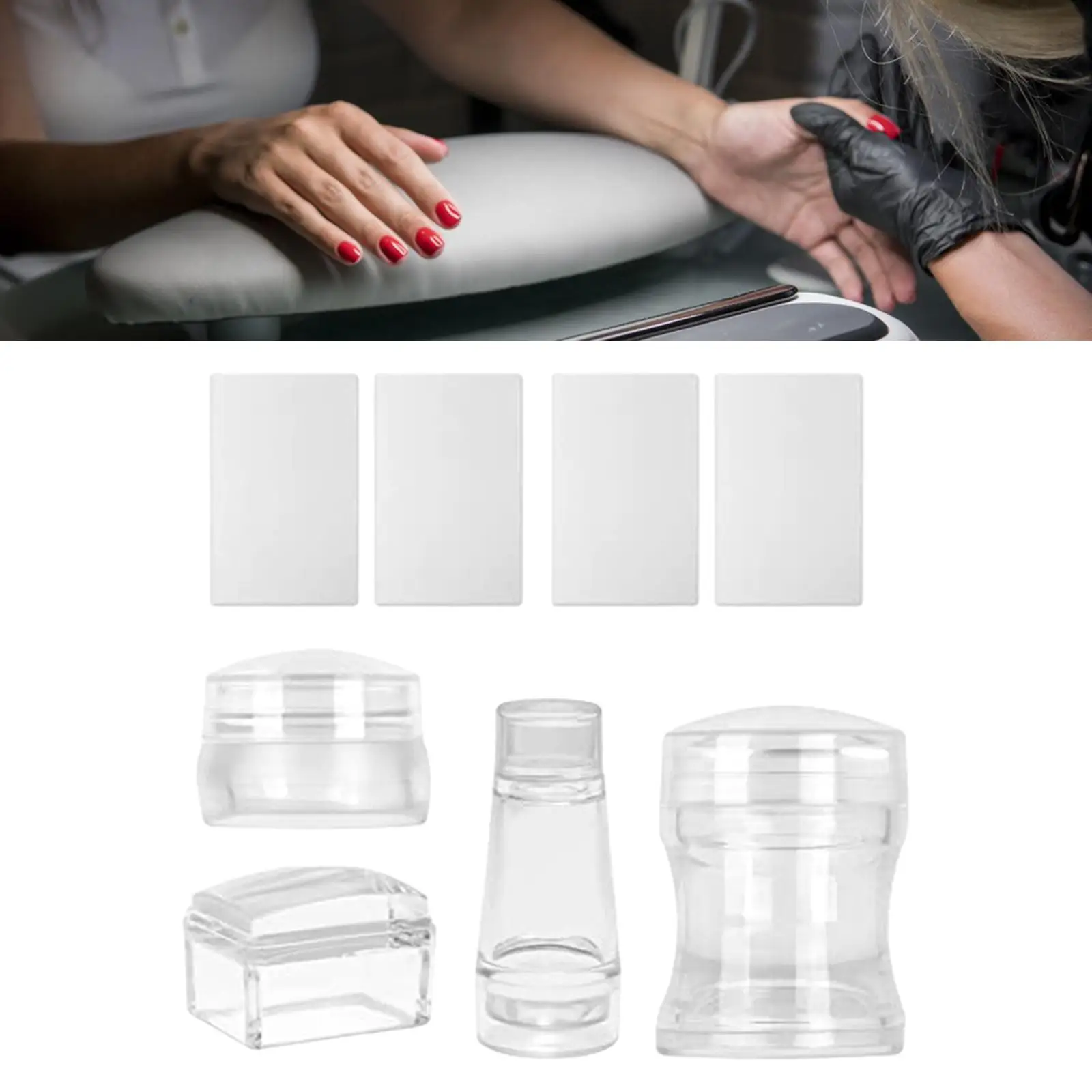 8Pcs Transparent Nail Art Stamper Scraper Set Decoration for Manicure DIY