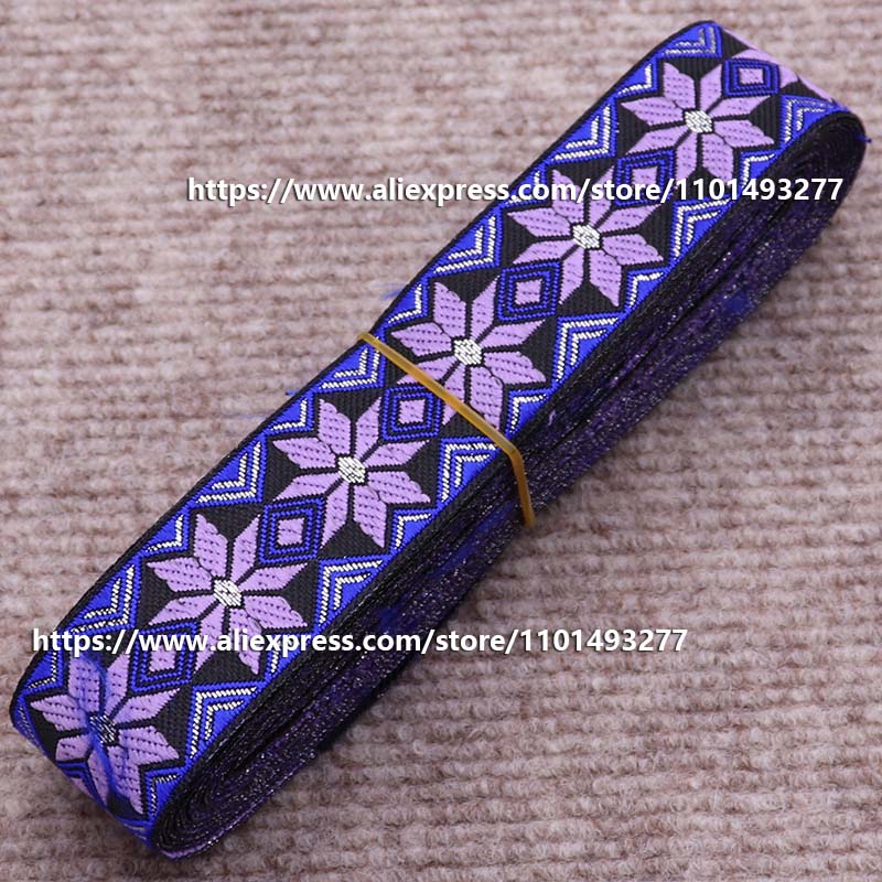 Description Picture 3 of item7 Yards 3.3cm Jacquard Ribbon Ethnic Lace Trim Embroidered Woven Webbing Tape For Clothing Bag Sewing Fabric Geometric Pattern