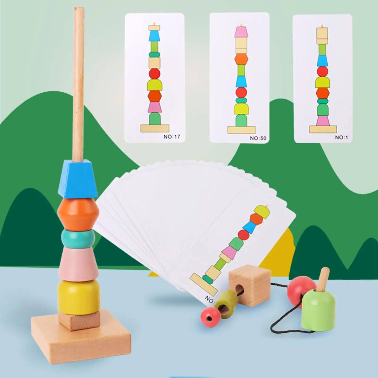 Wood Lacing Beads Montessori Toys Preschool Activities Educational Toys for Toddlers 3 4 5 6 Year Old Kids Children 